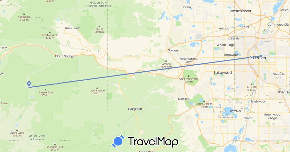 TravelMap itinerary: driving, cycling in United States (North America)